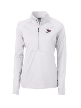 NWT CUTTER & BUCK Women’s KC Chiefs Adapt Eco-Knit Half-Zip Pullover - White XL